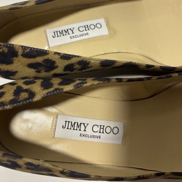 Jimmy Choo Leopard Print Kitten Heel Pumps Shoes Suede Sz 38.5 - Picture 7 of 8
